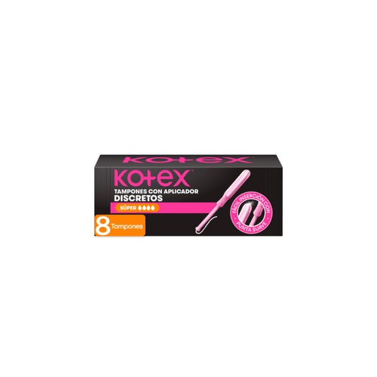 Tampones Kotex Discretos Super con Aplicador -8 Uds